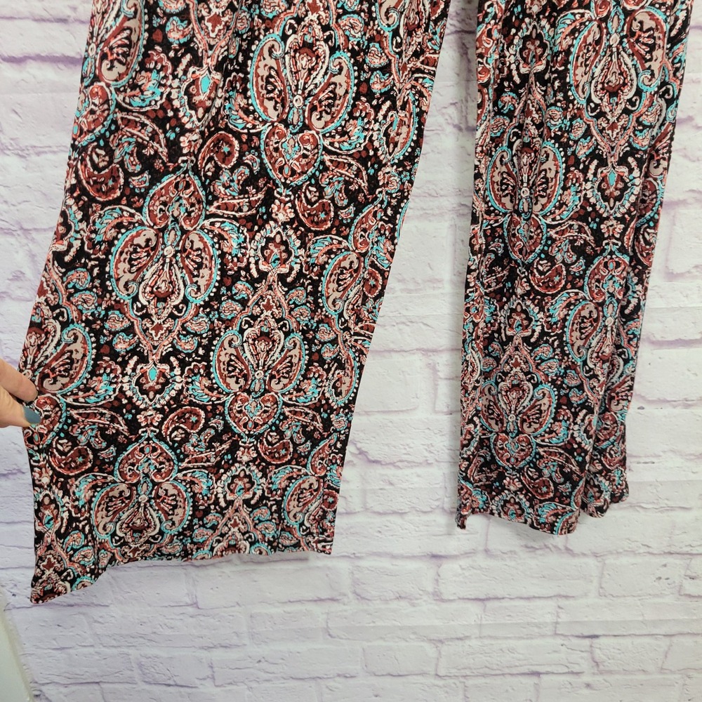 Mossimo Supply Co Boho Paisley Wide Leg Pants L Smocked Waist Stretch Hippie Y2K - Picture 6 of 9
